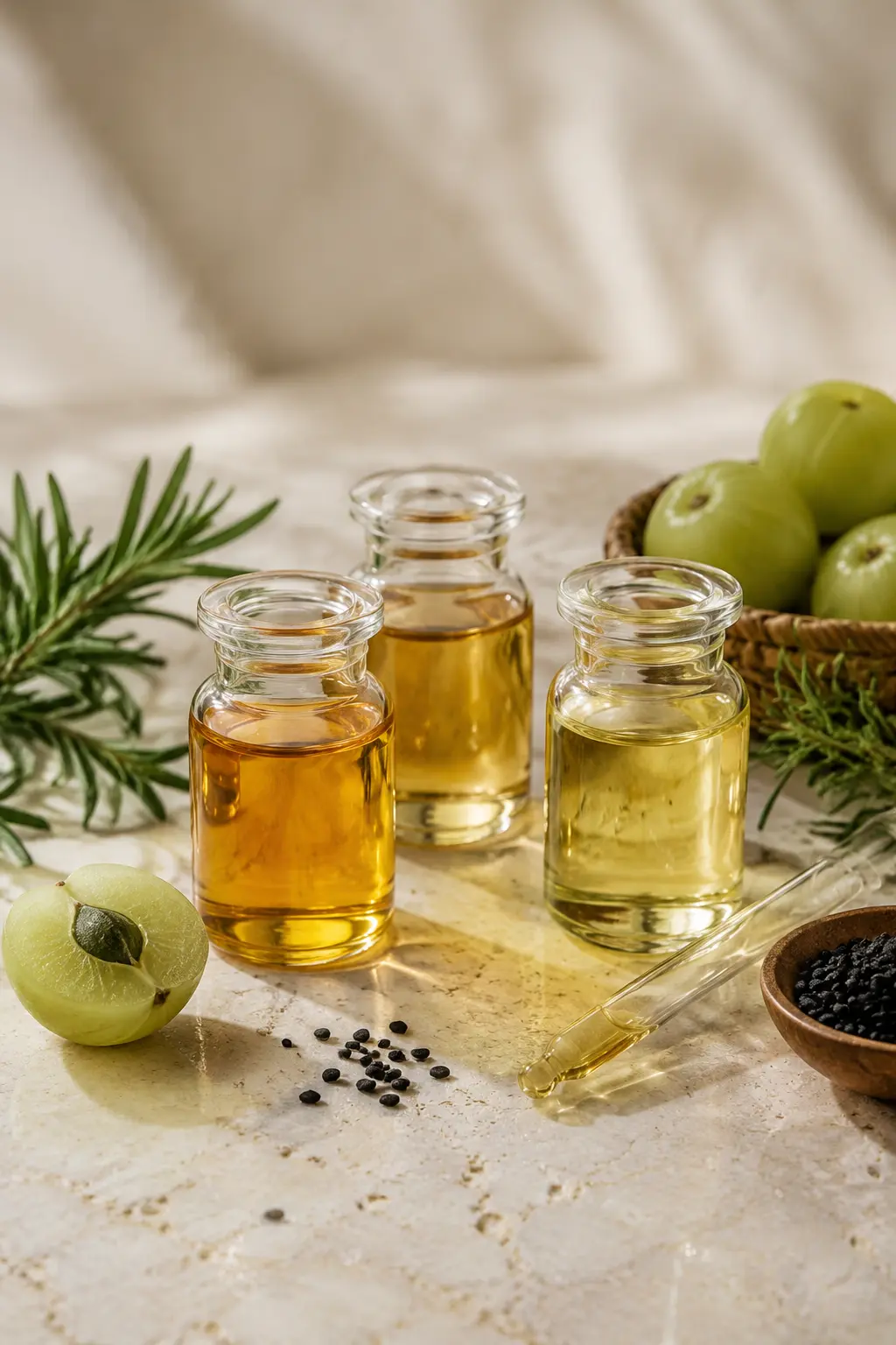 Golden botanical oils with amla, rosemary and kalonji