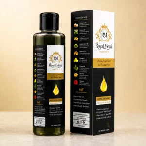 Royal Mehal organic hair growth oil 200ml bottle and box